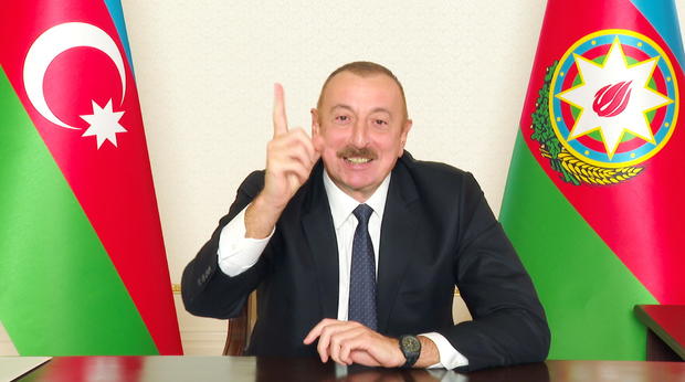 Azerbaijan's President Aliyev addresses the nation in Baku 