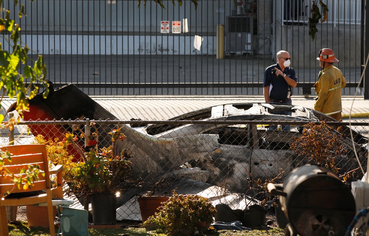 small plane crashed into vehicles parked on Sutter Street near Pierce Street in Pacoima 