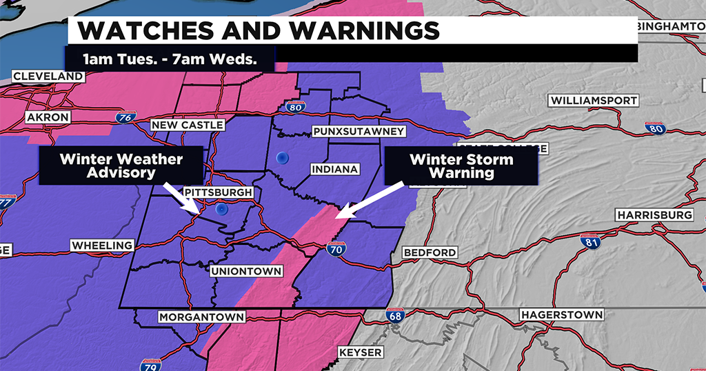 Winter Weather Advisory, Winter Storm Warnings Issued For Western Pa ...