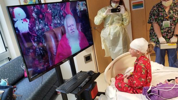 Santa virtual visit with child in hospital in Dallas 