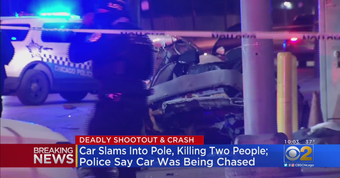 Car Hits Pole, Splits In Half During Lawndale Shootout, 2 Dead CBS