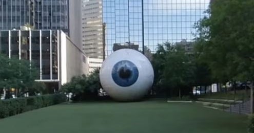 Repairs Begin On Damaged 30FootTall Eyeball Sculpture In Downtown