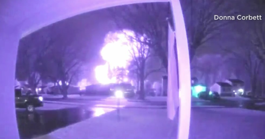 Caught On Camera Rochester House Explosion Lights Up Night Sky With