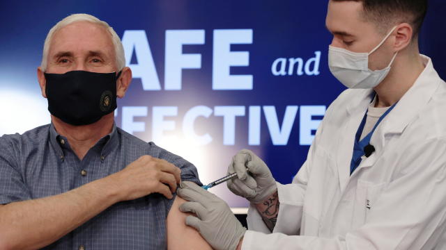 U.S. Vice President Mike Pence receives the COVID-19 vaccine at the White House in Washington 