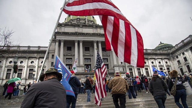 Trump supporters protest at Pennsylvania State Capitol 