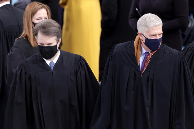 U.S. Supreme Court Justices Brett Kavanaugh, Amy Coney Barrett and Neil M. Gorsuch at Biden's inauguration 