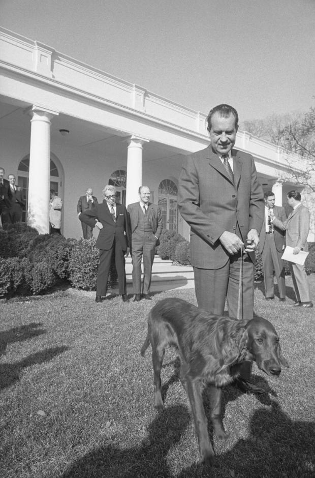 Richard Nixon Walking Dog 
