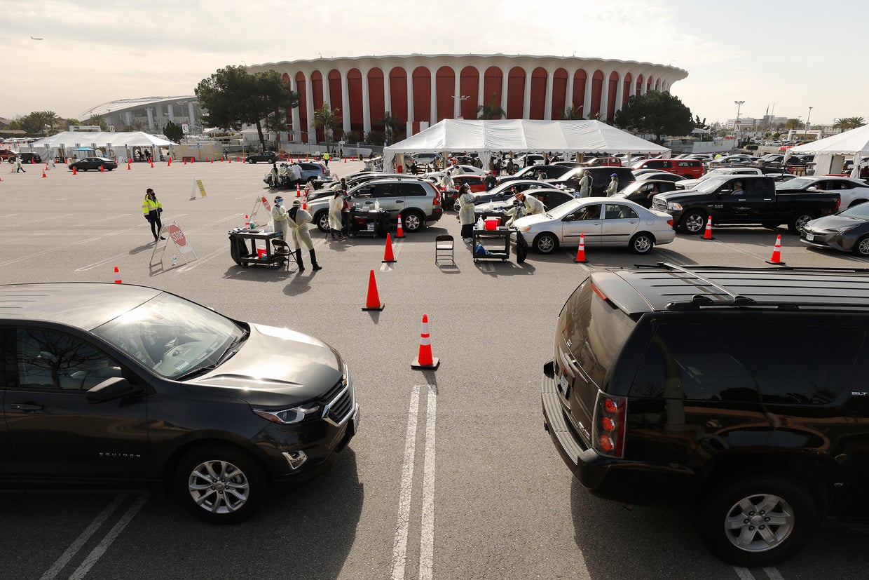 The Forum in Inglewood began vaccination distribution serving as a COVID-19 vaccination site, while also serving as a COVID-19 testing site. The Forum is one of five mass-vaccination sites that opened Tuesday in Los Angeles county. 
