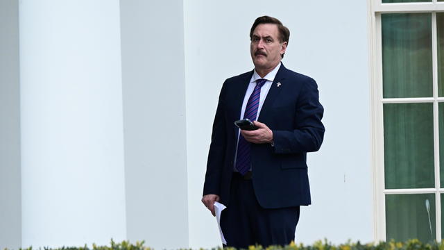 Mike Lindell, CEO of My Pillow, stands outside the West Wing of the White House in Washington 