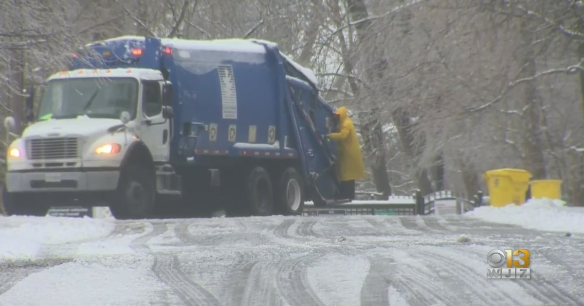 Baltimore DPW Cancels Trash, Recycling Pickup Tuesday Due To Winter