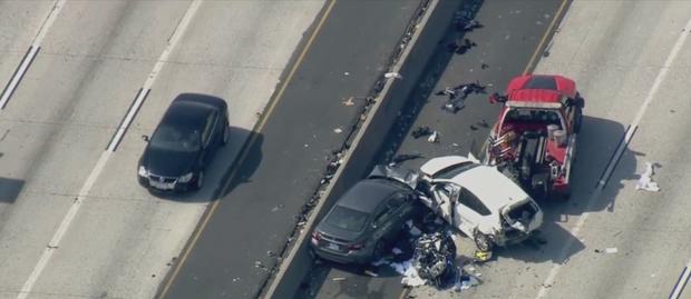 CHP Officer Seriously Hurt In Wreck On 10 Freeway Near Downtown LA 