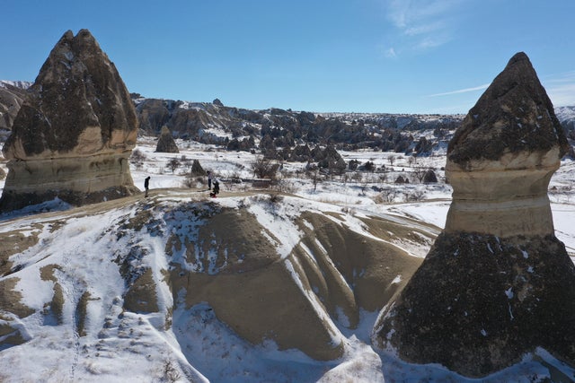 Views of snow covered Cappadocia 