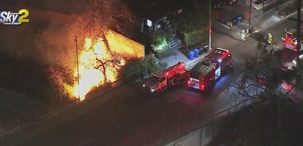 Several Small Fires Break Out Along 101 Freeway In Echo Park 