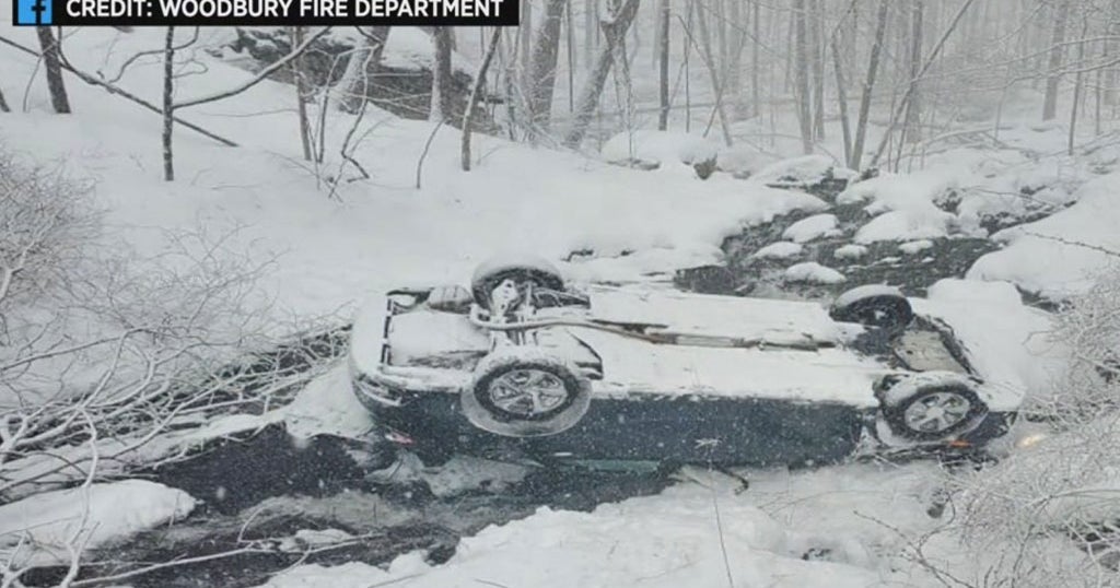 Driver Rescued After Going Over Guard Rail, Plunging 60 Feet Into