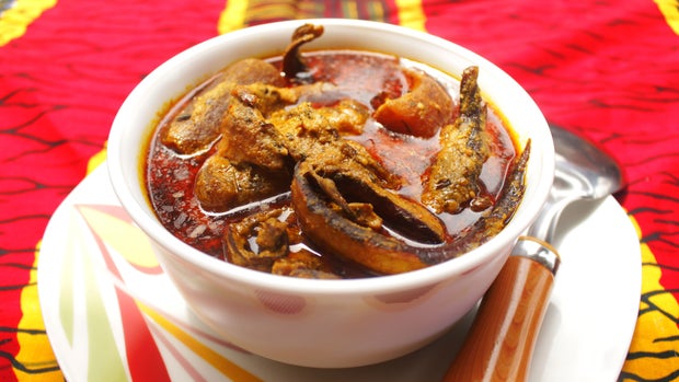 Palm,Kernel,Soup,(nigerian,Banga,Soup),With,Dried,Fish,And