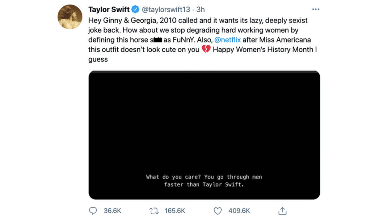 Taylor Swift Responds To Netflix Show S Deeply Sexist Joke About Her