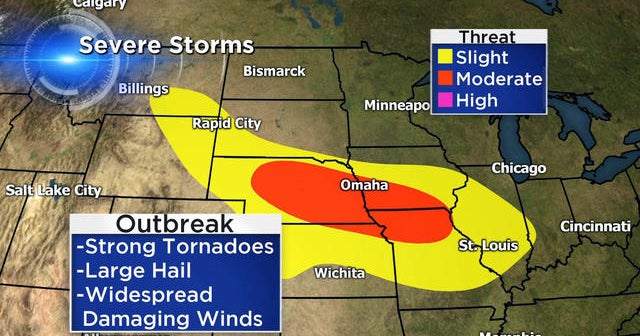 Plains, Midwest face heavy rain and possible tornadoes - CBS News