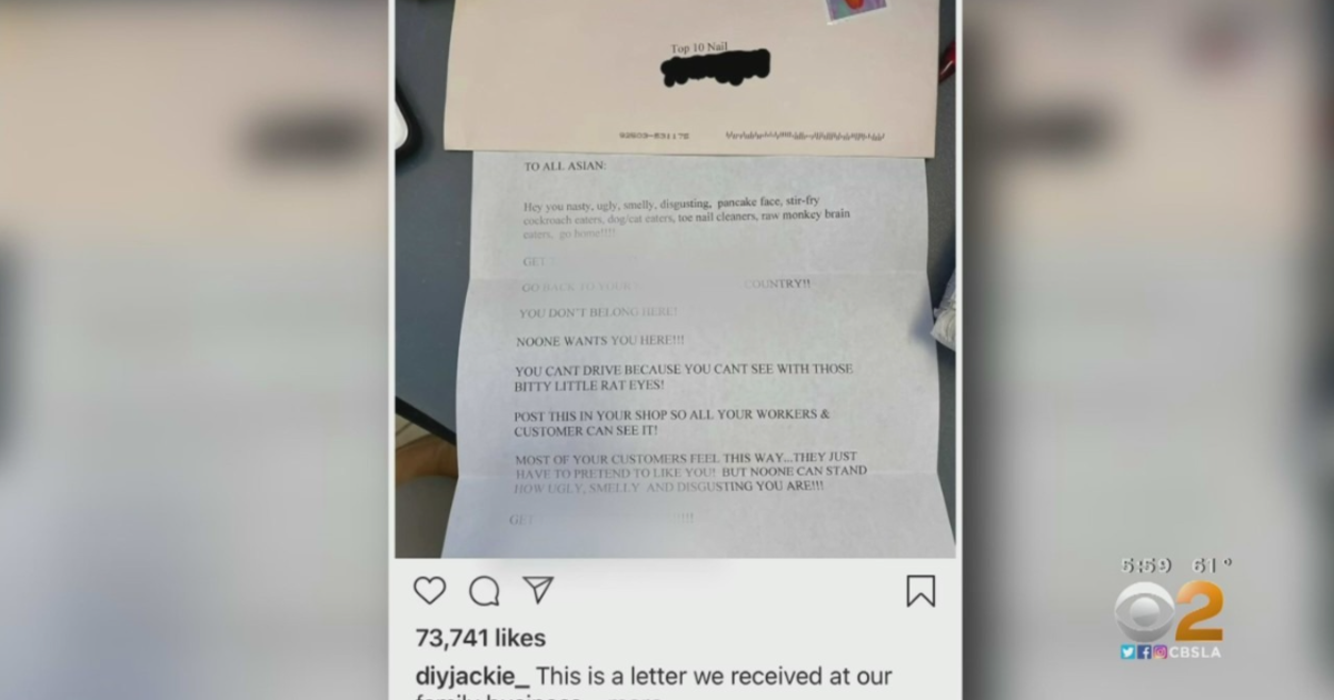 Racist Anti Asian Letters Sent To Multiple Southland Salons Cbs Los Angeles 