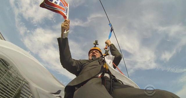 CBS News' Mark Phillips ziplines for charity - CBS News
