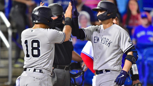 Bronx, United States. 03rd June, 2021. New York Yankees catcher Kyle  Higashioka comes to the mound to talk to starting pitcher Gerrit Cole in  the 5th inning against the Tampa Bay Rays