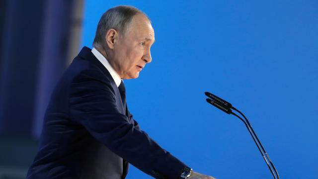 Russian President Putin delivers his annual address to the Federal Assembly in Moscow 