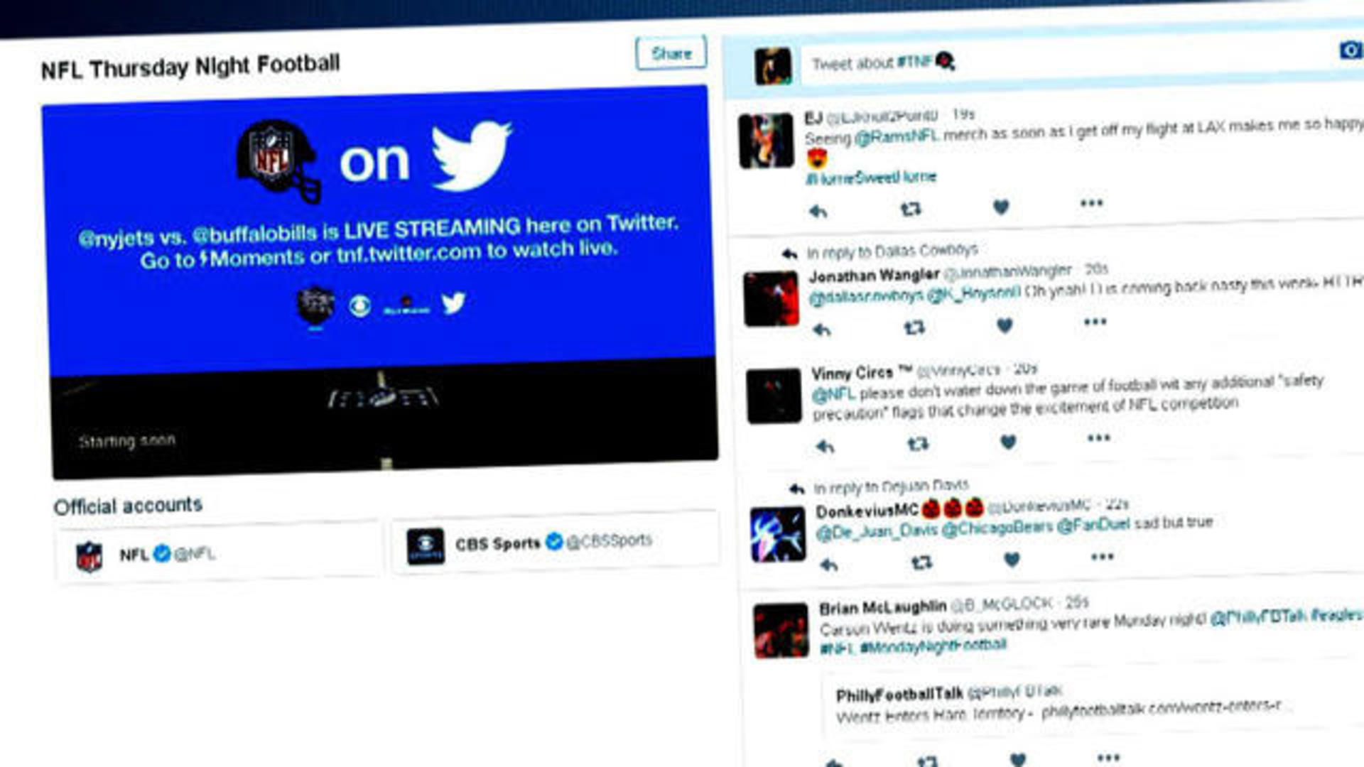 Twitter teams up with NFL for live stream - CBS News