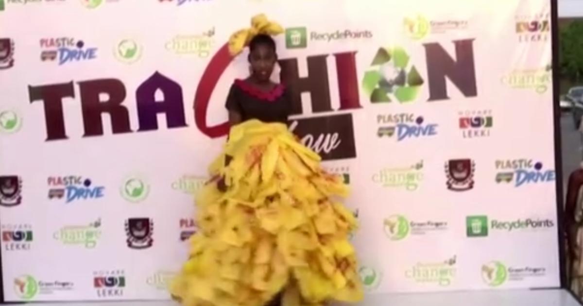 Nigerian teens create fashion from trash to fight pollution