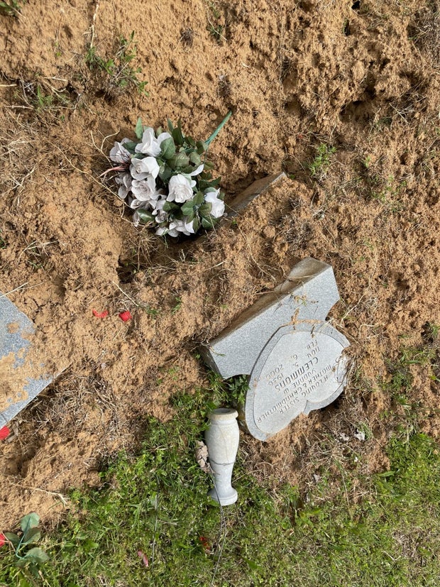 Wild hog damage at Lincoln Memorial Cemetery
