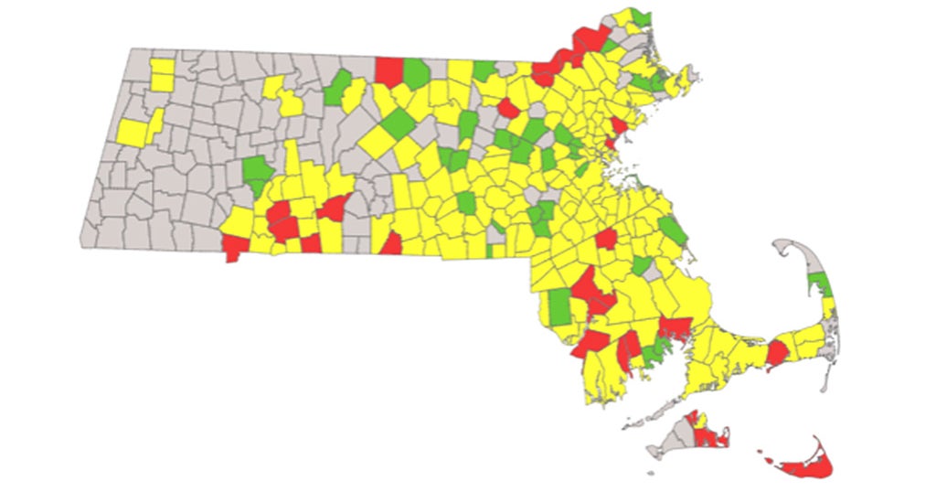 Number Of Mass. Communities At High Risk For COVID Drops To 26 - CBS Boston
