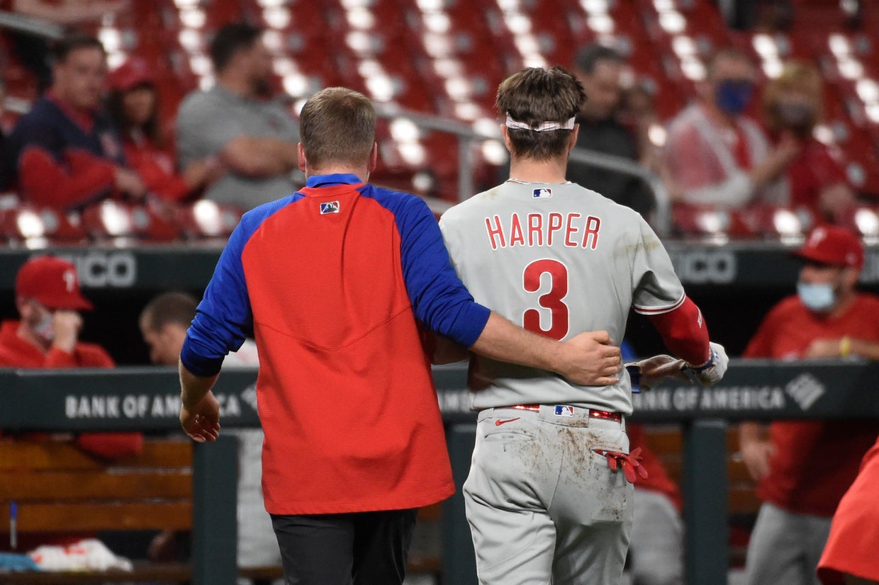 Phillies star Bryce Harper hit by 97 mph pitch in the face, says he