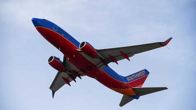 Southwest Airlines flight takes off at Long Island MacArthur Airport in 2021 