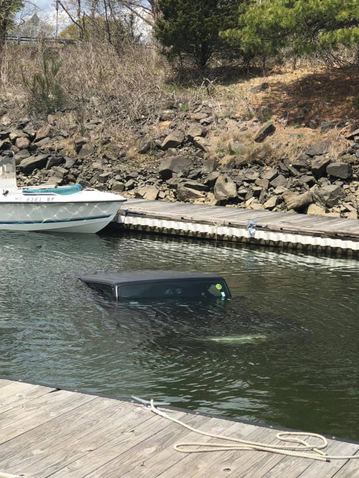 Jeep Ends Up Submerged In Water After Sliding Down Buzzards Bay Boat Ramp CBS Boston