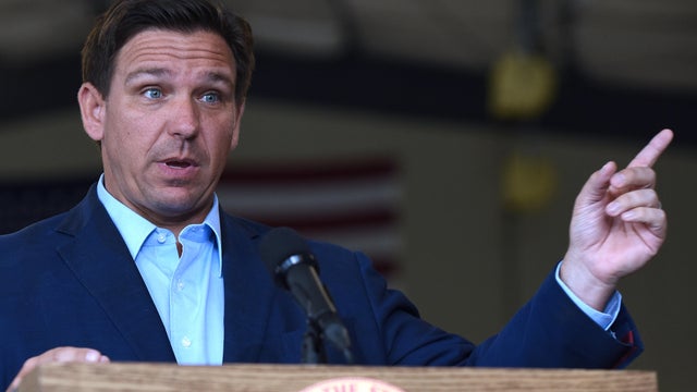 Florida Governor, Ron DeSantis speaks at a press conference 