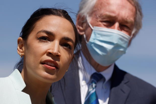 U.S. Representative Ocasio-Cortez and Senator Markey lead a news conference to re-introduce the Green New Deal at the U.S. Capitol in Washington 