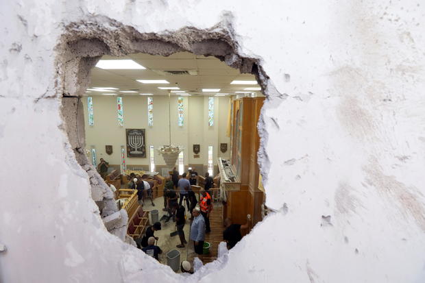 A view inside a synagogue damaged by a rocket, in Ashkelon 