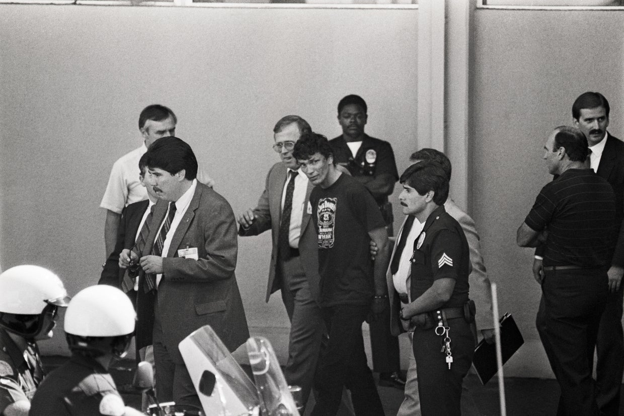Serial Killer Richard Ramirez Leaving Police Station 