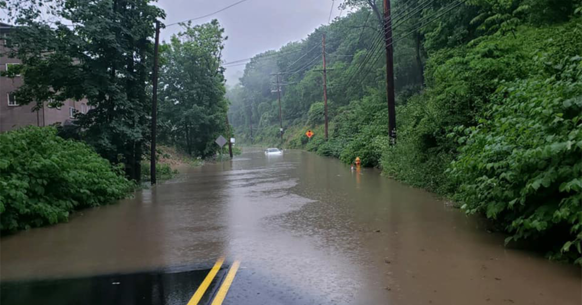 Heavy Rain Leads To Flooded Roads - CBS Pittsburgh