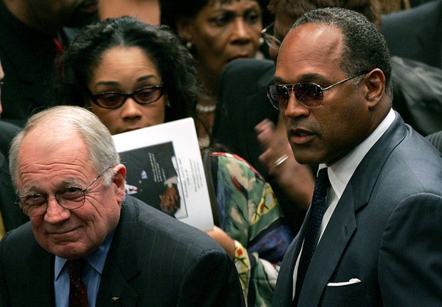 O.J. Simpson, at right, with attorney F. Lee Bailey