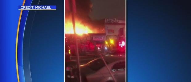 Fire Tears Through Vacant Downtown LA Building 