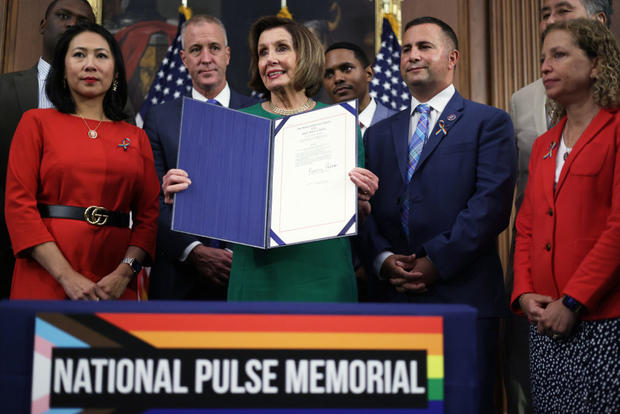Speaker Pelosi Holds Bill Enrolment Ceremony For National Pulse Memorial 