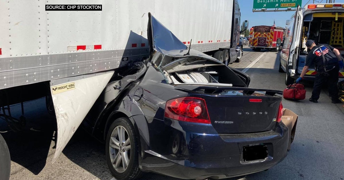 Sedan Crashes Under Big Rig On I5 In Stockton, No Injuries Reported