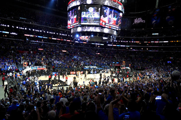 LA Clippers defeat the Utah Jazz 131-119 during game six of the Western Conference second-round NBA basketball playoff basketball game and advance to the western conference finals. 