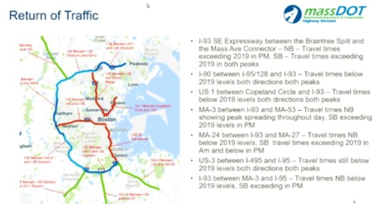 Traffic Back To 2019 Levels On Massachusetts Roads Highway Administrator Says Cbs Boston 0276