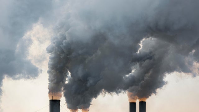 Smoke emerging from chimneys 