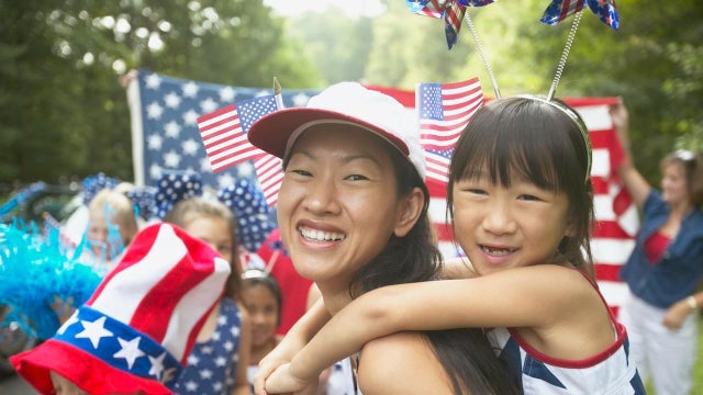 Family Fourth of July party -- mother and daughter 
