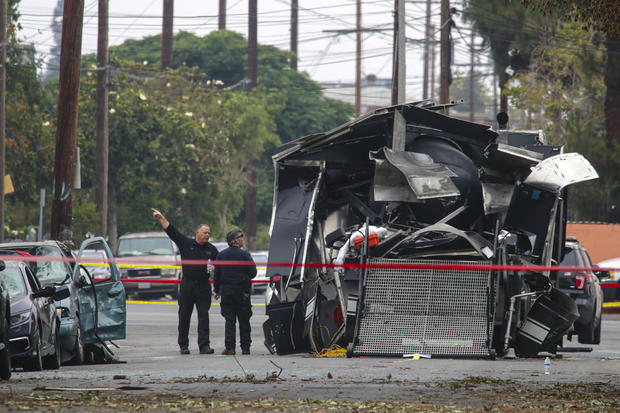 LAPDs bomb dispoal truck destroyed in fireworks explosion. 