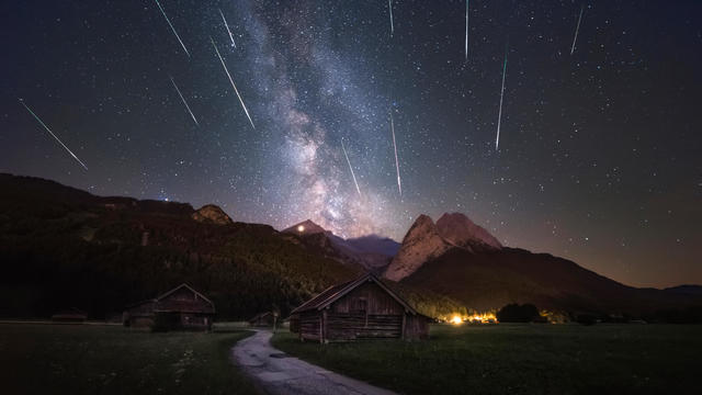 Shooting stars over the Alps 