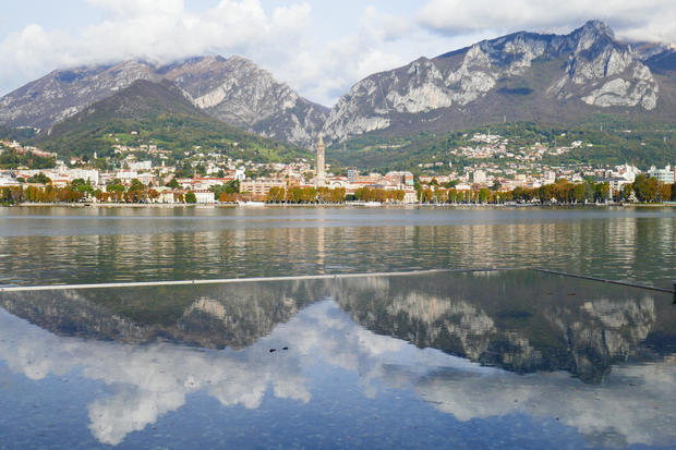 Italy. Lombardy. Lecco. Panorama from Malgrate 