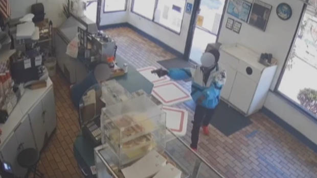 SF donut shop robbery surveillance video 