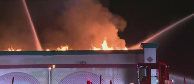 Greater-Alarm Fire Engulfs Vacant Supermarket Building In Sun Valley 